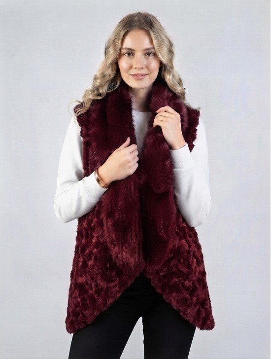 Premium Faux Fur Striped Vest Premium Faux Fur Striped Vest